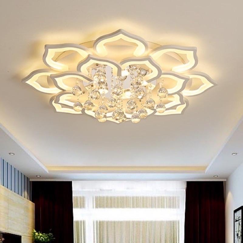[GIÁ SỐC HÔM NAY] Đèn Ốp Trần 16 cánh sen pha Lê có bảo hành 0