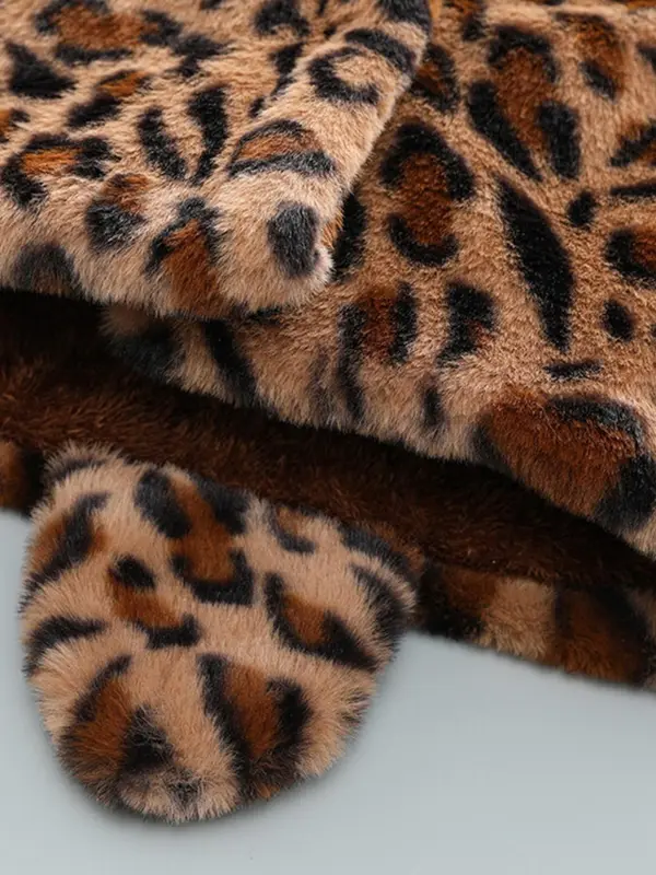 Toddler Girl's 3d Ear Decor Leopard Print Button Front Plush Hooded Winter Coat, Cute Long Sleeve Outerwear for Fall & Winter, Kids Clothes for Daily Wear 8