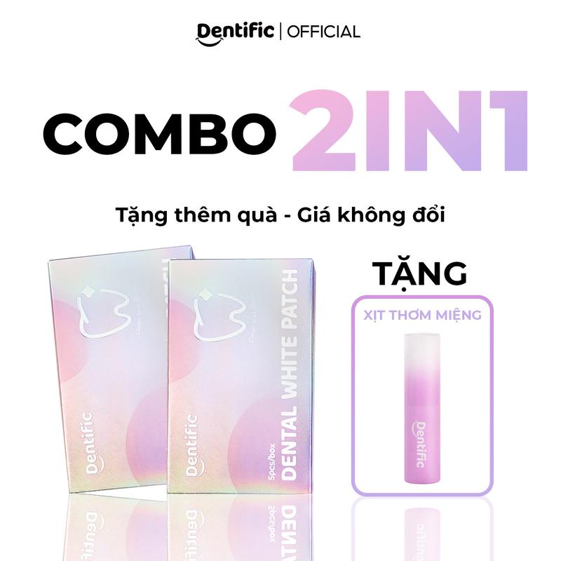 (Chỉ có trong livestream) Combo 2 Hộp miếng dán hỗ trợ trắng răng Dentific sạch mảng bám, hỗ trợ cải thiện ố vàng răng miệng, an toàn men răng