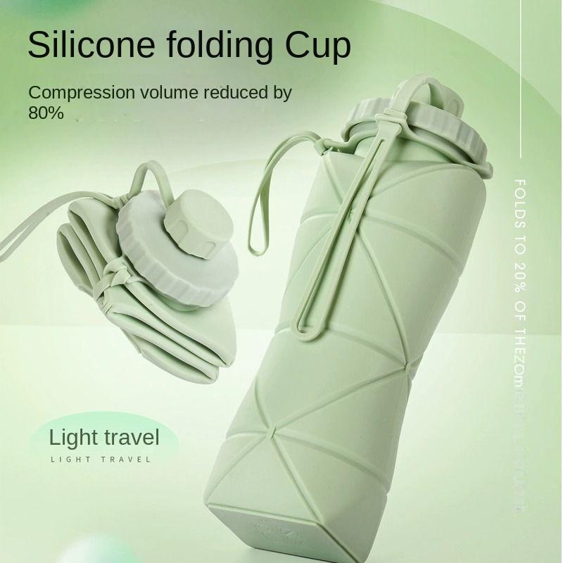Bình Nước Silicon Có Thể Gập Lại Và Cầm Tay Cốc Nước Thể Thao Thiết Kế Bóp Thích Hợp Cho Du Lịch Và Thể Thao Cấp Thực Phẩm Có Thể Tái Sử Dụng Chịu Nhiệt Độ Cao Và Nhiệt Độ Thấp Cốc Nước Ngoài Trời Sports kettle water cup fitness outdoor