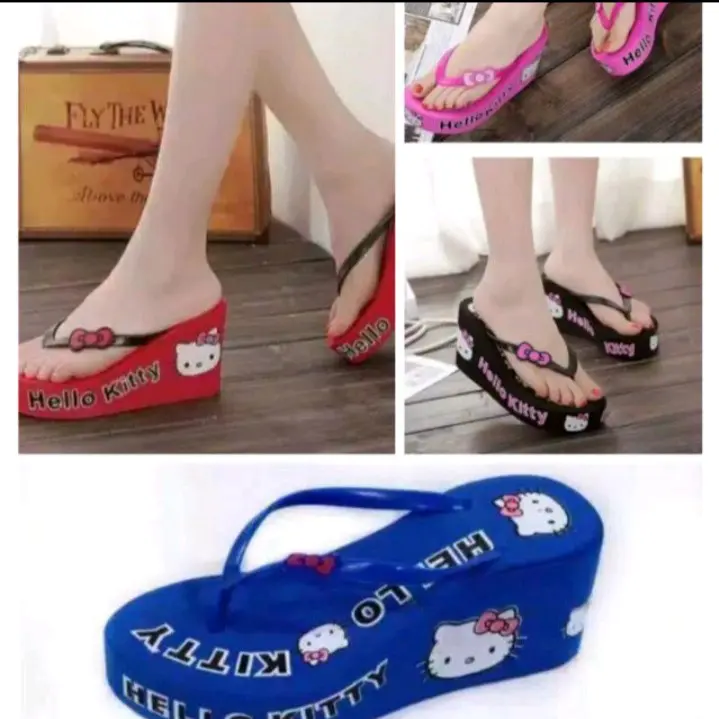 sandal wedges hello Kitty tinggi Kasual Wanita 0