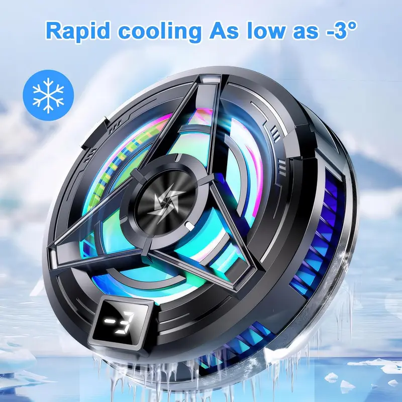 Lvcdodvd Phone Cooler for Gaming with Magnetic iPad Cooler Phone Fan Sticker Phone Clip LED Display Low Decibel Mobile Phone Radiator Compatible for iPhone/Android/Tablet/iPad (black01) 1