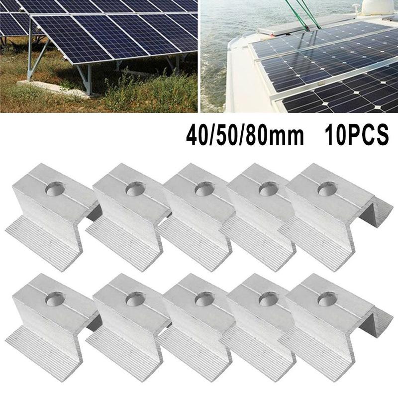 10Pcs Solar Middle Clamp PV For Frame Height 25-50MM Aluminum Alloy Solar Access 4