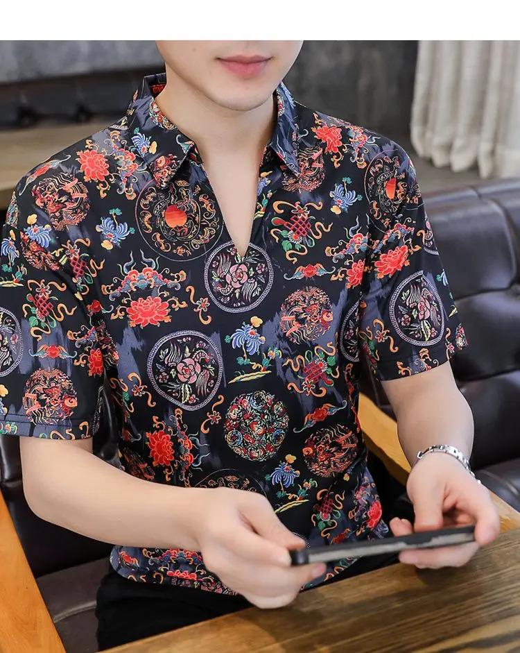 Product Introduction of summer loose casual harajuku Y2K perspective printed shirt male short sleeve fashion all-match streetwear pullover top men tee 6