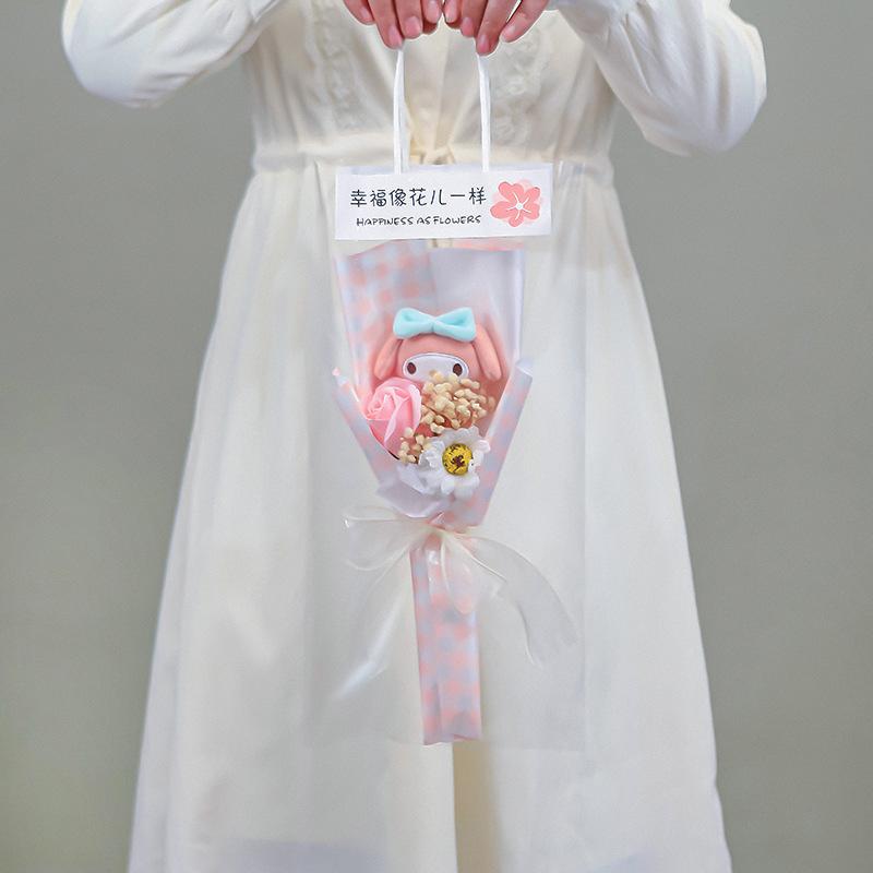 Product Introduction of Kawaii Sanrio Hello Kitty Bouquet My Melody Kuromi Cinnamoroll Plush Doll Toy Valentine's Day Christmas Gifts 20