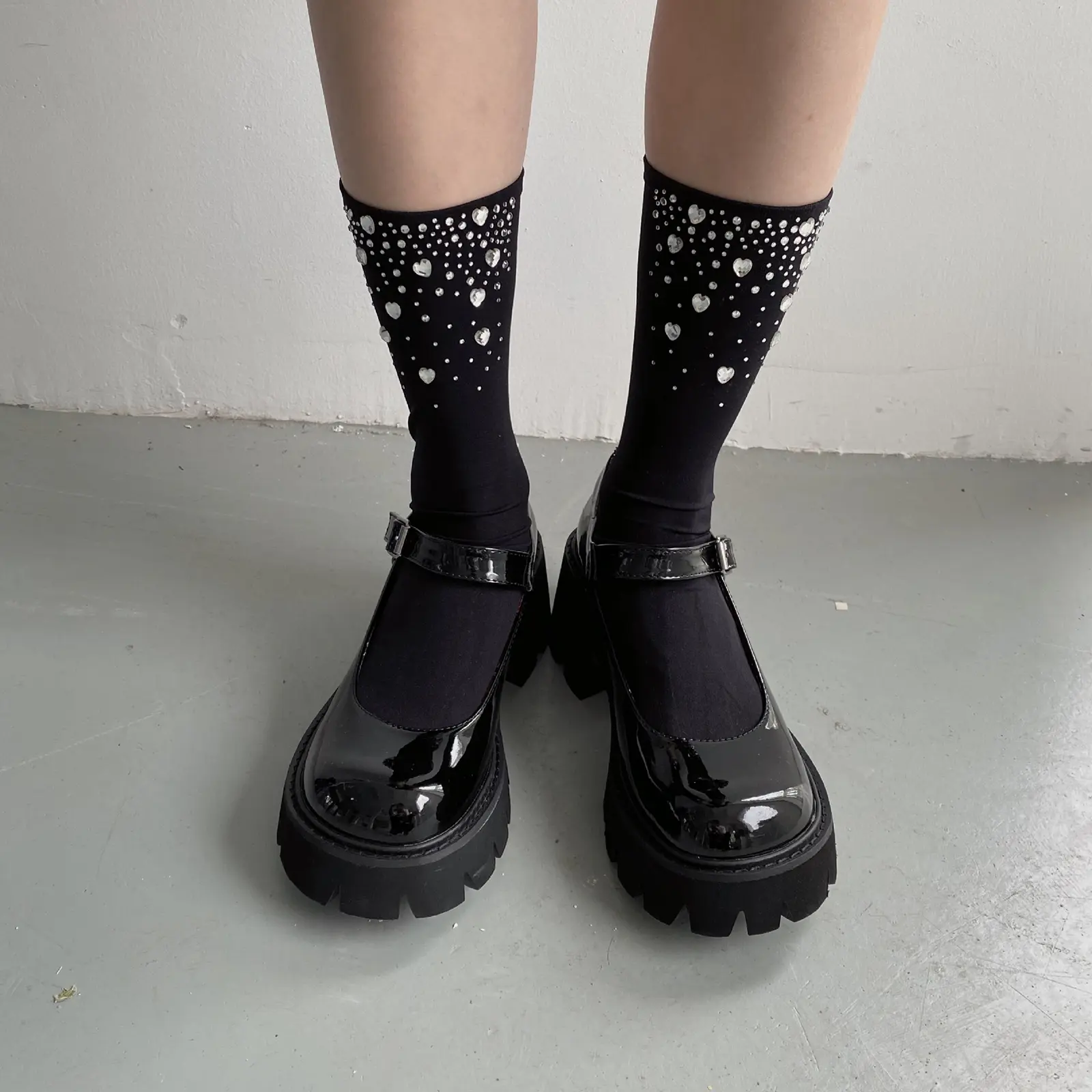 Women Japanese Style Long Socks Shinny Rhinestone Casual Tube Socks Spring Summer Girls Student Fashion Long Stockings