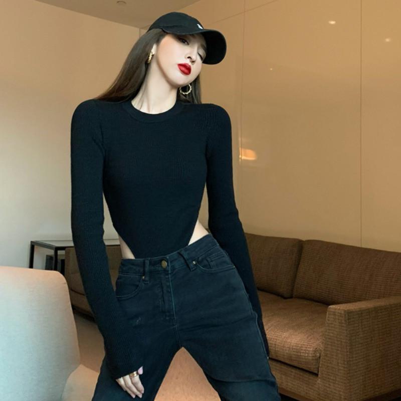 Product Introduction of Yoohui ZZ104 Longsleeve Bodysuit Crop Top Lengan Panjang Wanita Baju Crop Wanita Korean Style Atasan Wanita Basic Leher Wanita Flute Sleeve Polos Kaos Baju Atasan Wanita Long Sleeve Atasan Rajutan Slim Fit Top 23