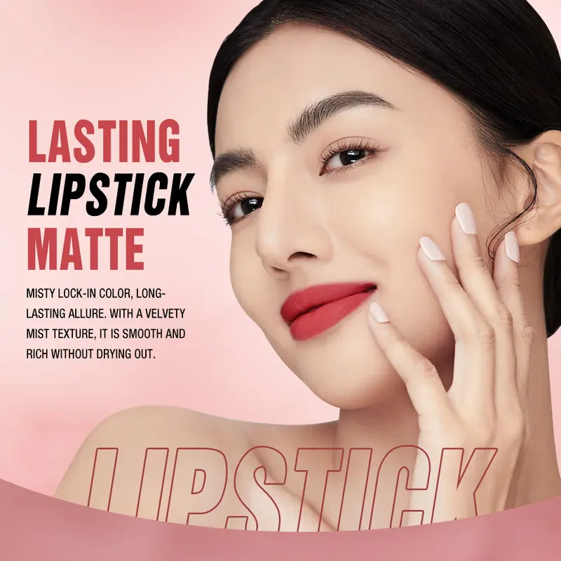 O.TWO.O Long-lasting (Need to Wait For Drying)Velvety Mist Texture Lock-in Makeup Technology Misty Kiss Lock Color Matte Lipstick Lipstik Glaze Gloss Kosmetik Liquid 1