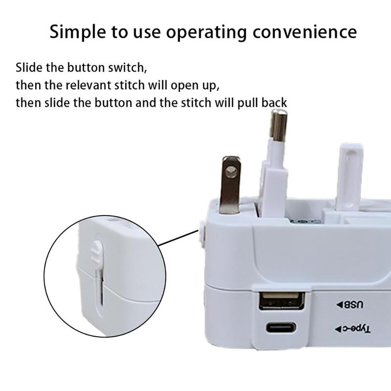 Travel Adapter, Universal Travel Plug Adapter (1 Count), Type-C & USB Port Travel Adapter, Travel Plug Adapter for Home Office Travel, Socket, Portable, Charging 6