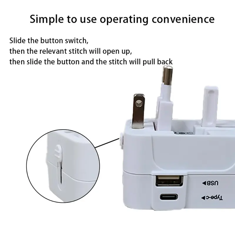 Travel Adapter, Universal Travel Plug Adapter (1 Count), Type-C & USB Port Travel Adapter, Travel Plug Adapter for Home Office Travel, Socket, Portable, Charging 6