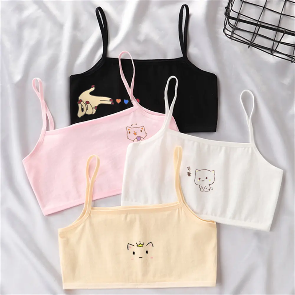 Áo Ngực Không Dây Bằng Vải Cotton, Cho Bé Gái, Thiết Kế Hoạt Hình Dễ Thương, Thoải Mái Và Thoáng Khí, Áo Ba Lỗ Trẻ Em, Lưng Đẹp, Thân Thiện Với Làn Da, Thích Hợp Cho Học Sinh