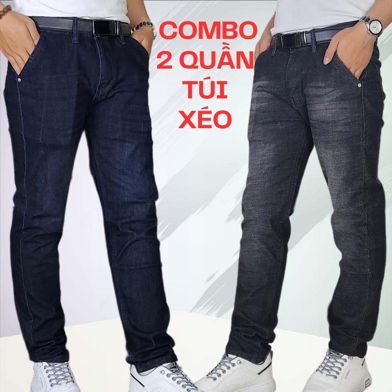 Combo 2 Quần Jean Nam Túi Chéo màu Xám Đen & Xanh Đen, Tiết Kiệm Hơn Khi Mua Combo Menswear Pants Kem
