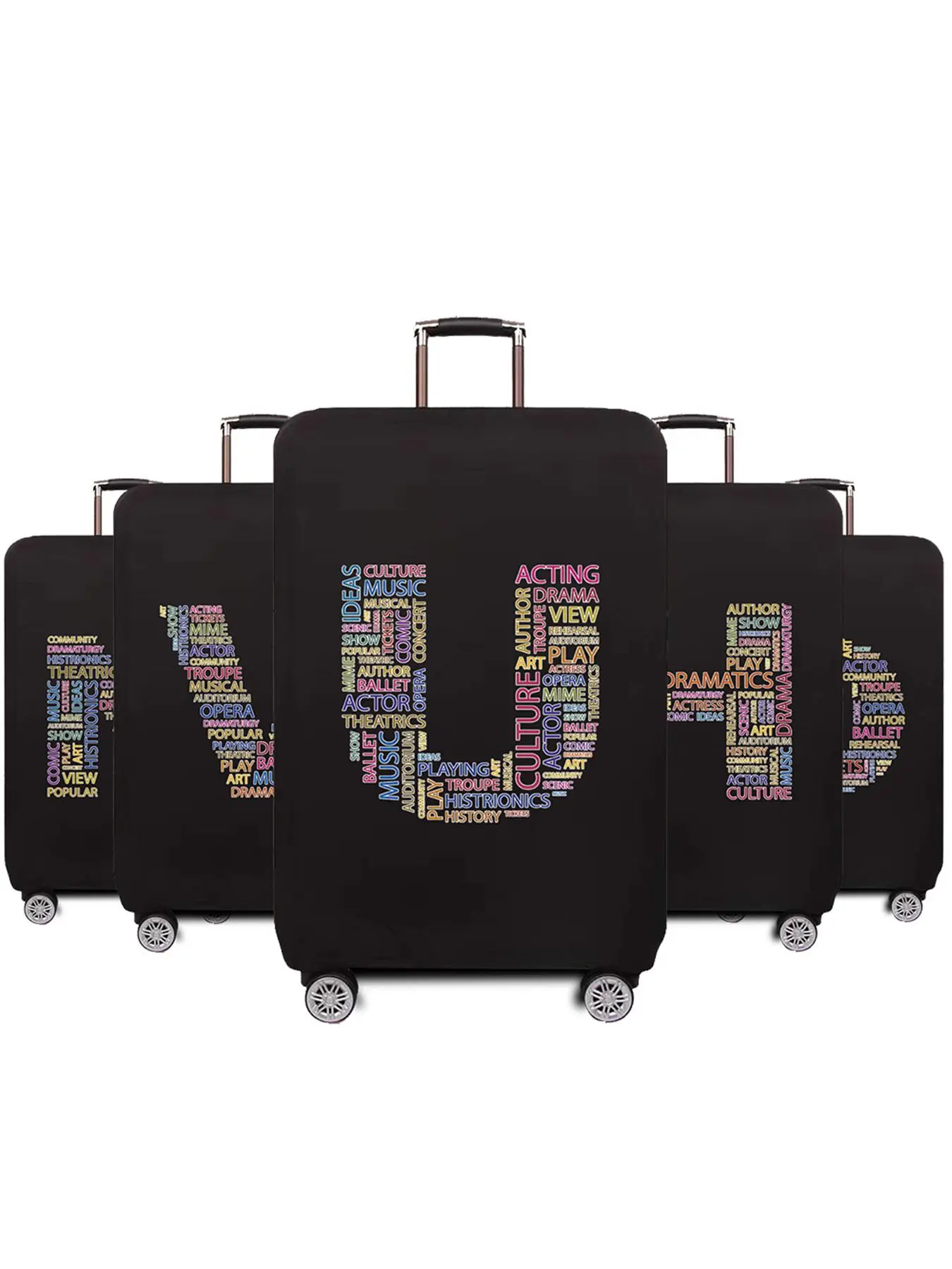 Letter Pattern Luggage Cover, Travel Luggage Protective Cover, Elastic Luggage Cover for 18-28 Inch Suitcase