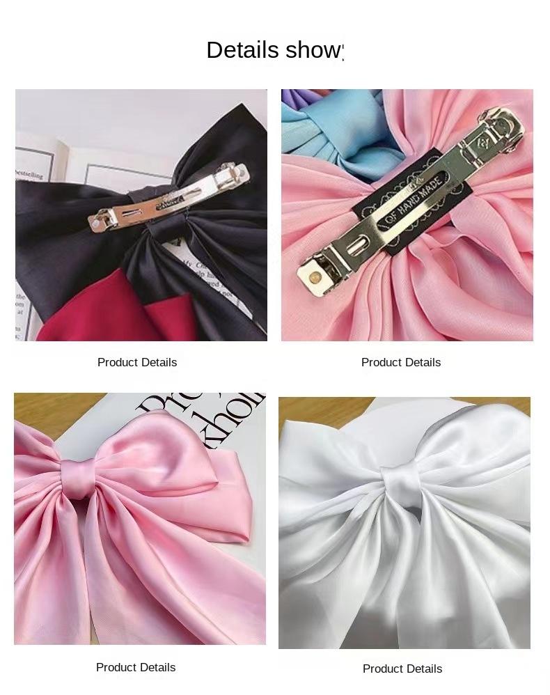 Product Introduction of Korea Big Bow Floral Long Ribbon Hairpin Headband Back Head Hair Clip Women Fashion Hair Accessories 2