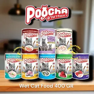 POOCHA Wet Cat Food 400 GR Makanan Kucing Basah Kaleng Poccha Adult Kitten All Life Stage Tuna Mackerel Sardine Shrimp Fish Chicken Mother Baby