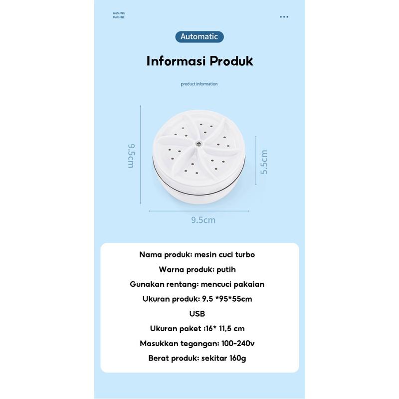 Product Introduction of Mesin Cuci Mini Portable USB Ultrasonic / Mesin Putar Pencuci Pembersih Pakaian Dalam Kaos Kaki Handuk Piring / Turbine Washer Untuk Travelling 31