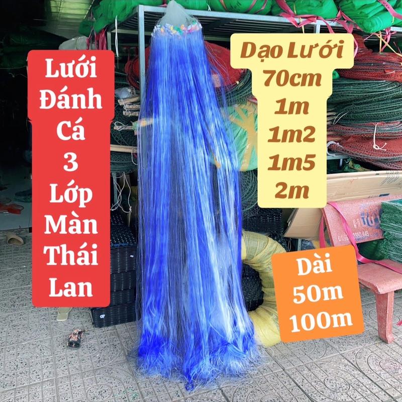 Lưới bắt cá 3 màn Thái Lan, Lưới dài 100m và nửa treo 50m, cao 2m, 1,5m 1,2m... Fishing Câu Cá Đi Câu Nam
