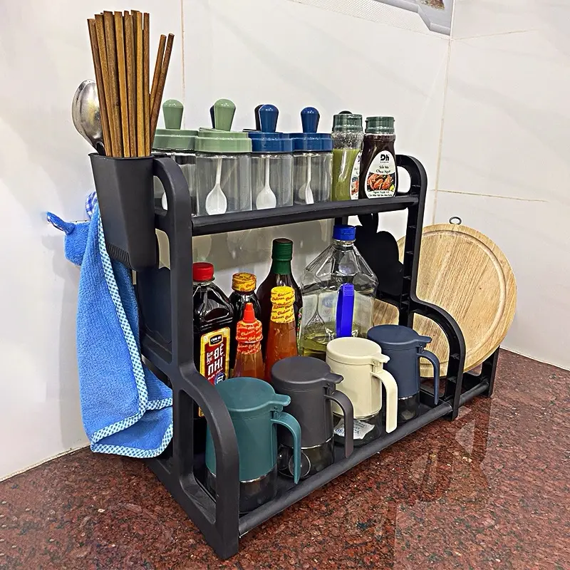 ￼Kệ đựng gia vị chữ B có chỗ cài dao, kệ bếp đa năng 2 tầng có chỗ để thớt kệ  để  gia  vị  nhà  bếp