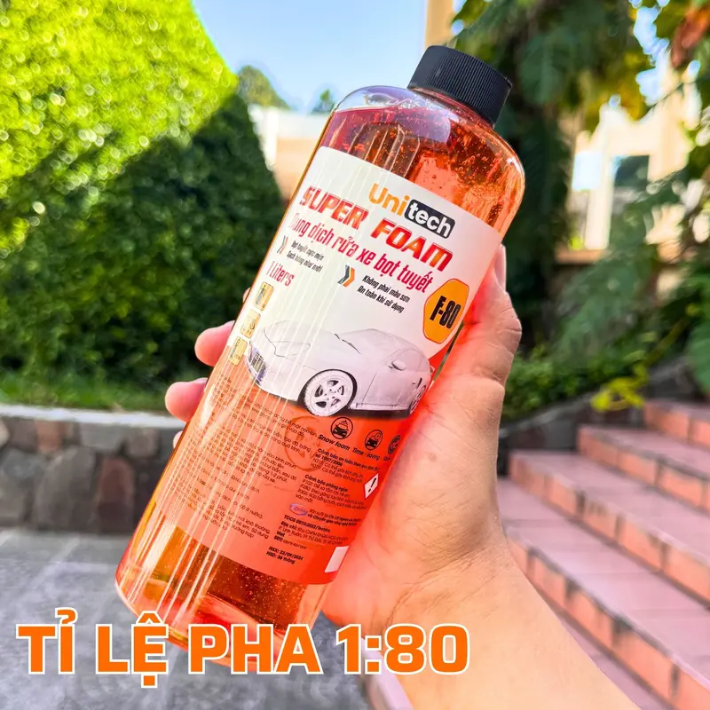 Combo 5 món Rửa Sên & Rửa Xe UNITECH (Motobike cleaner dung dịch tẩy lốc máy 850ml + xà bông 1 lít + cọ sên + găng tay san hô + vòi xịt) đầy đủ phụ kiện như hình 2
