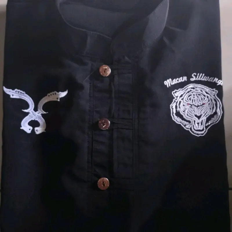 setelan baju pangsi dewasa bordir# baju pangsi Sunda kancing 3 bordir  Putih 5