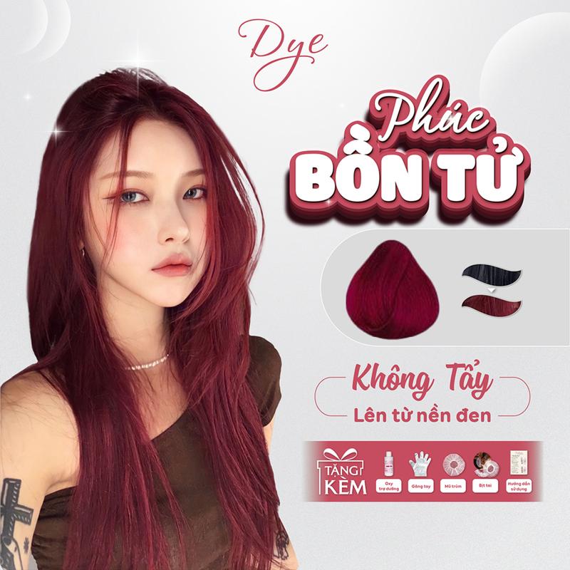 Thuốc nhuộm tóc đỏ màu Phúc Bồn Tử không cần tẩy tóc Dyehair tặng kèm oxy trợ dưỡng và bao tay Đổi Màu Tóc Dưỡng Tóc Nữ
