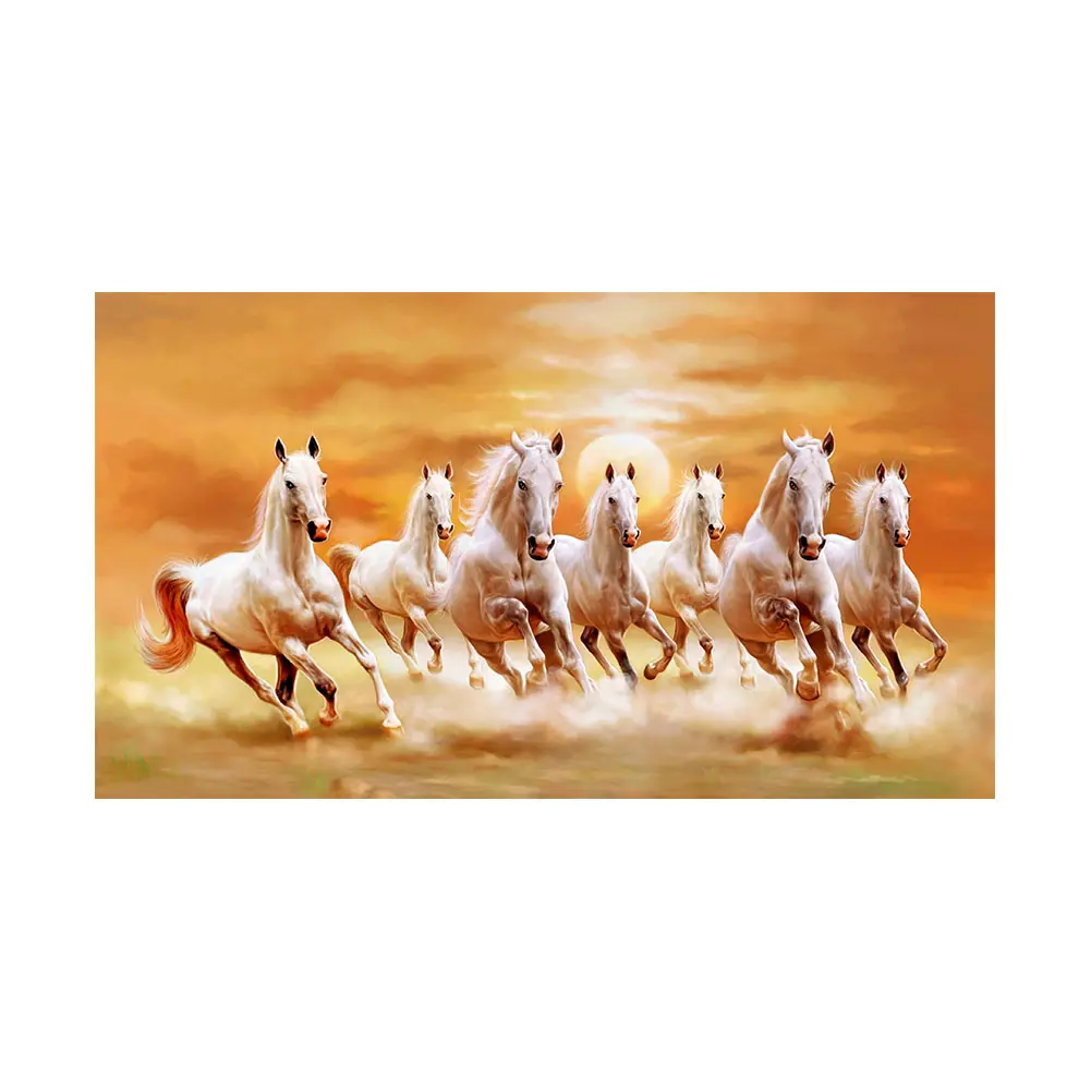 hiaoguxi Running Horses Canvas Painting Wall Living Room Picture Poster Background Decor