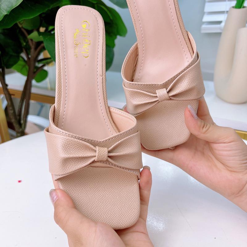 Guốc cao gót nữ quai nơ 5 phân , giày cao gót vuông 5cm Chị Đẹp Store mã CD115 4