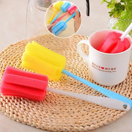 Household daily use cup brush, bottle brush, cup and glass cleaning brush, sponge head brush