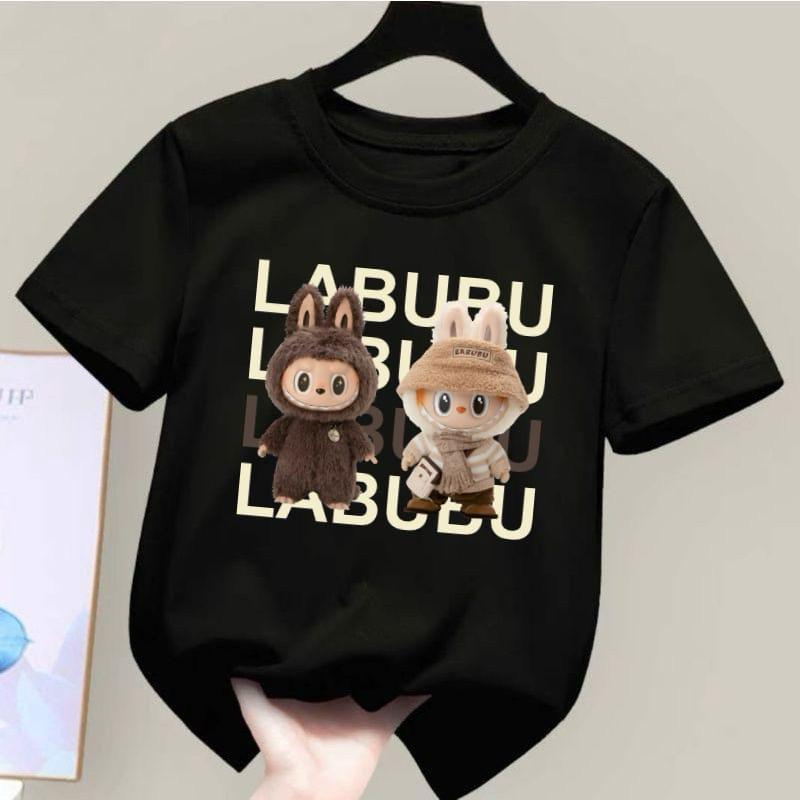 Kaos anak labubu viral hitam putih Fashion Baju 1