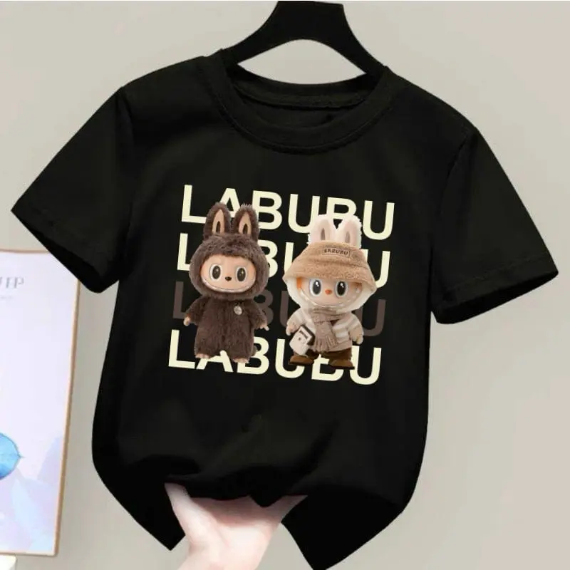Kaos anak labubu viral hitam putih Fashion Baju 0