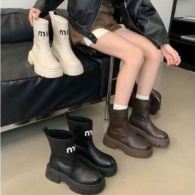 ( R211-1 ) Bốt lửng nữ MiJiLi da mềm đế bánh mỳ da co giãn không khóa hàng QCCC fullbox