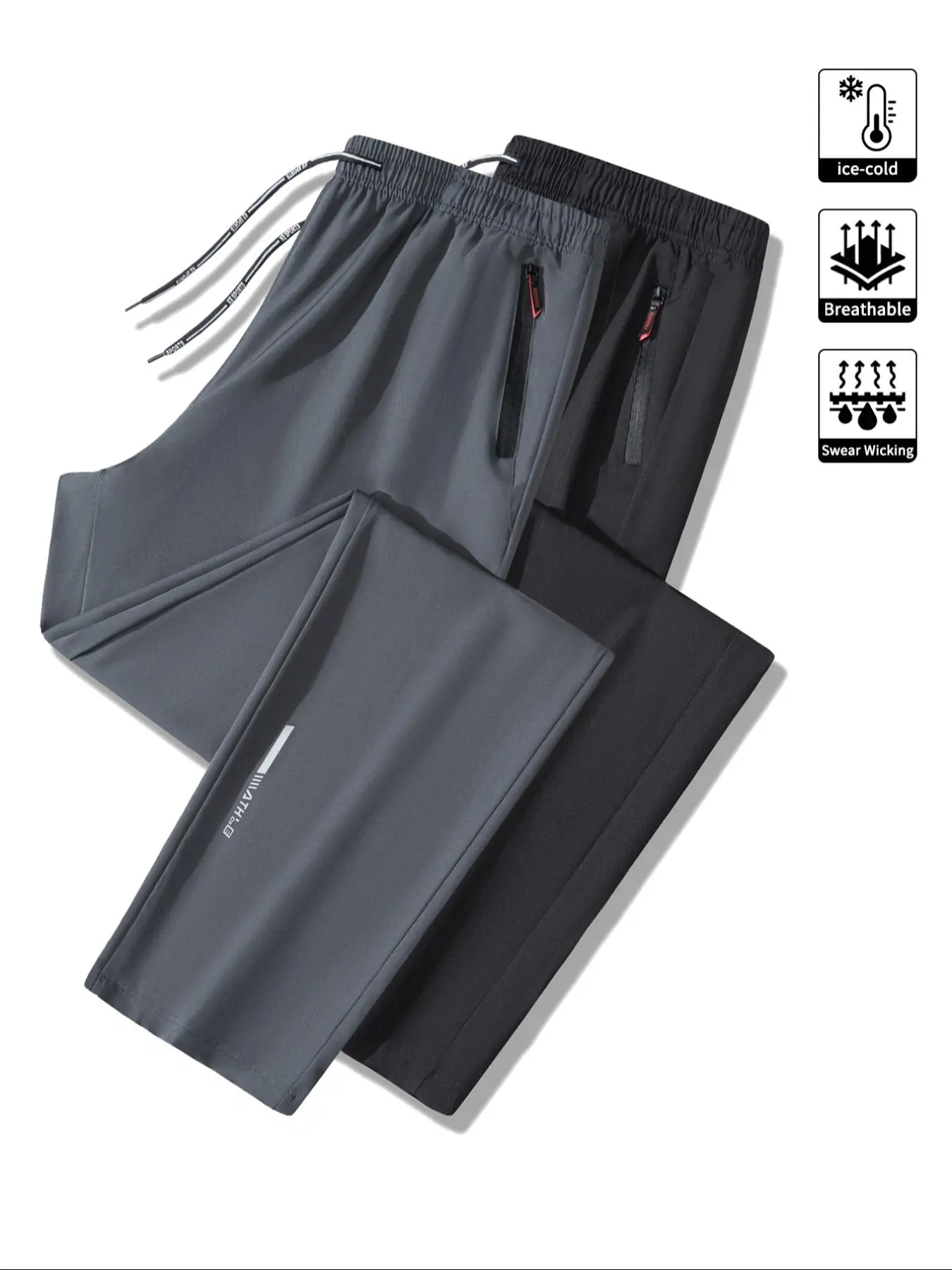 Men's Letter Print Zipper Pocket Sports Pants, Regular Fit Breathable Elastic Waist Trousers for Outdoor Activities, Men's Sportswear for Workout Running