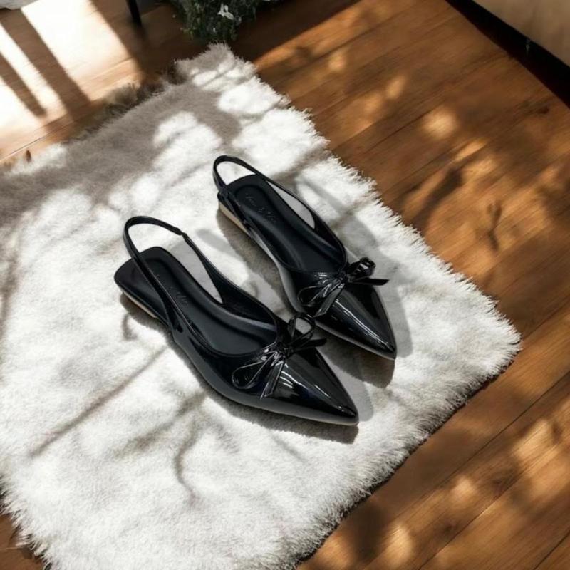 Product Introduction of GIÀY SỤC MŨI NHỌN da bóng quai Hậu chun co giãn gắn NƠ NHÍ 3 màu Đen/Kem/Đỏ Đô - Size 35-39 - DéP, sandanl 7