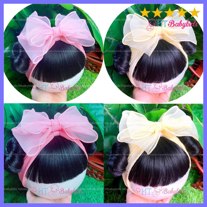 Tuban Băng Đô Tóc Mái Giả Nơ Voan Tiểu Thư Cho Bé Gái