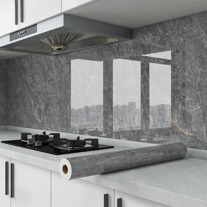 Marble Pattern Self-adhesive Wallpaper, 1pc Waterproof & Oil-proof Wall Sticker, Marble Backsplash Wallpaper, Kitchen Countertop Renovation Sticker, Home Decor Supplies, Peel and Stick Wallpaper Designs 3