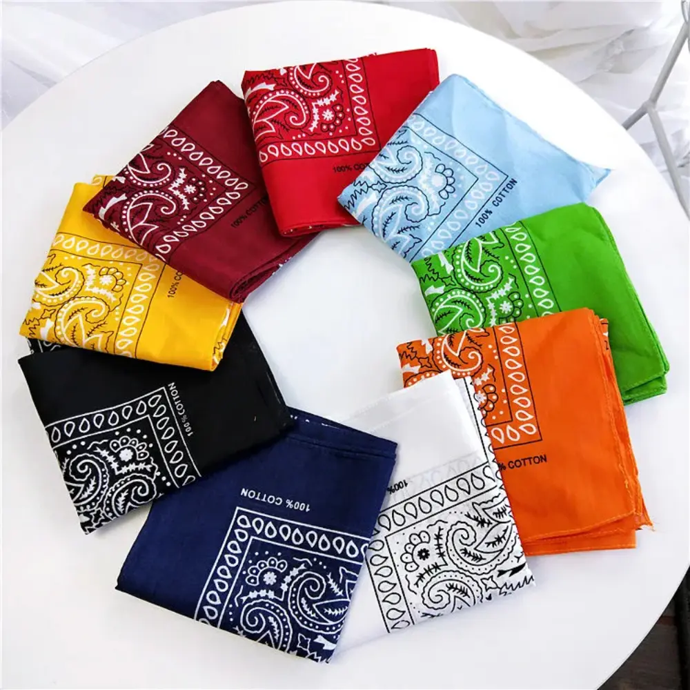 Tudung Kepala Hip Hop Kapas, Fesyen, Tudung Persegi Paisley, 55cm * 55cm, Hiasan Kepala, Bandanna, Ikat Rambut, Balut Leher dan Pergelangan Tangan, Aksesori Band