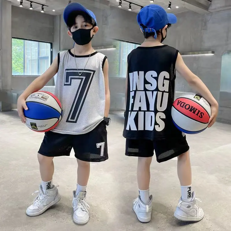 Áo Vest Mùa Hè Cho Bé Trai, Bộ Đồ Không Tay Nhanh Khô, Thích Hợp Chơi Bóng Rổ, Quần Áo Mùa Hè Cho Trẻ Em Mới, Phong Cách Thể Thao, Tuyệt Vời, Ngầu Và Đẹp Trai