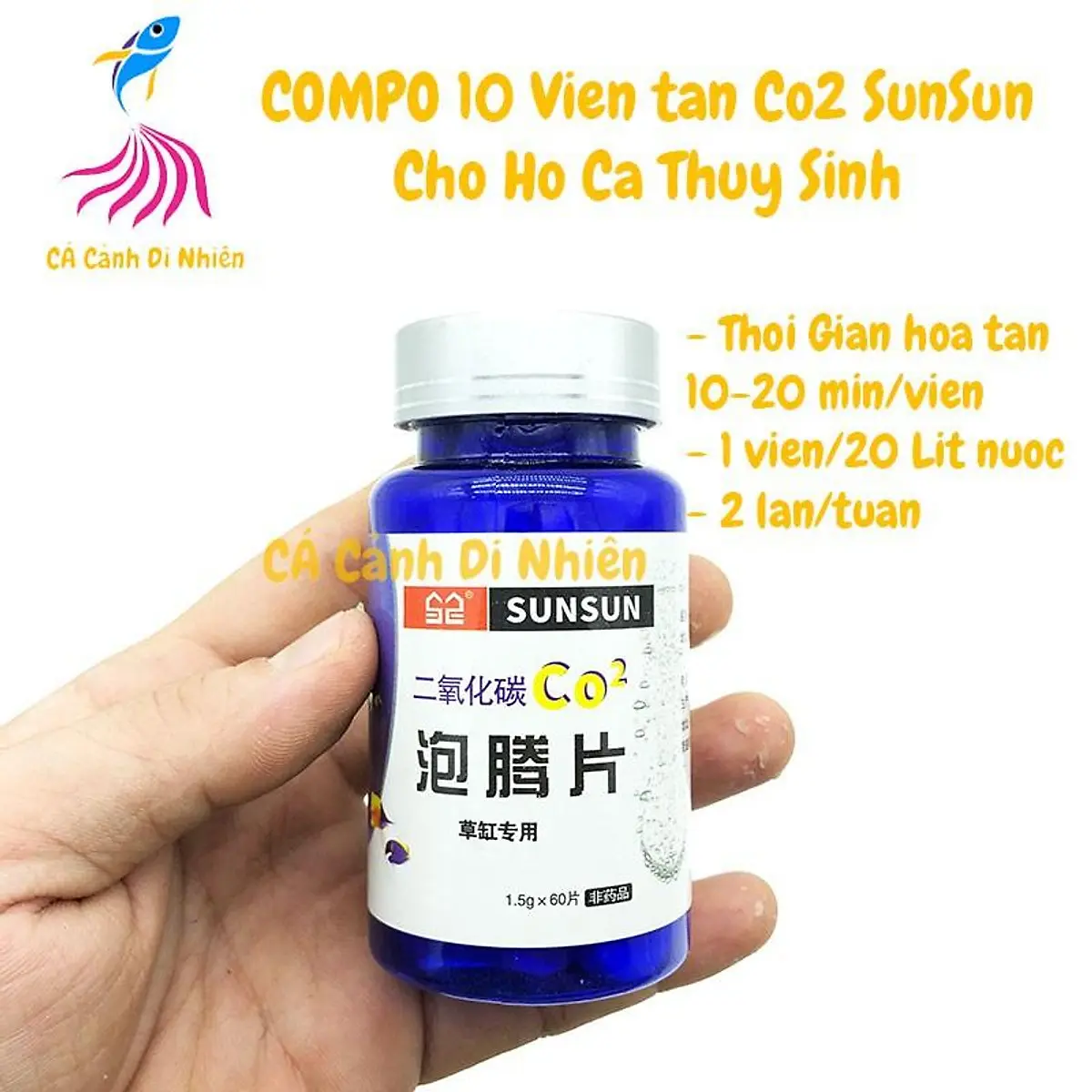 10 Viên tan sủi CO2 cho hồ cá thủy sinh SunSun