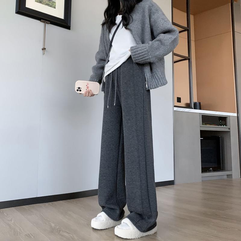 Product Introduction of Yuxi Autumn and Winter New Narrow Wide-Leg Pants Women's Draping Effect Mop Pants Soft Glutinous Rice Shake Pants Straight-Leg Trousers Casual Pants baggy ali  jeans cargo pants  women 20
