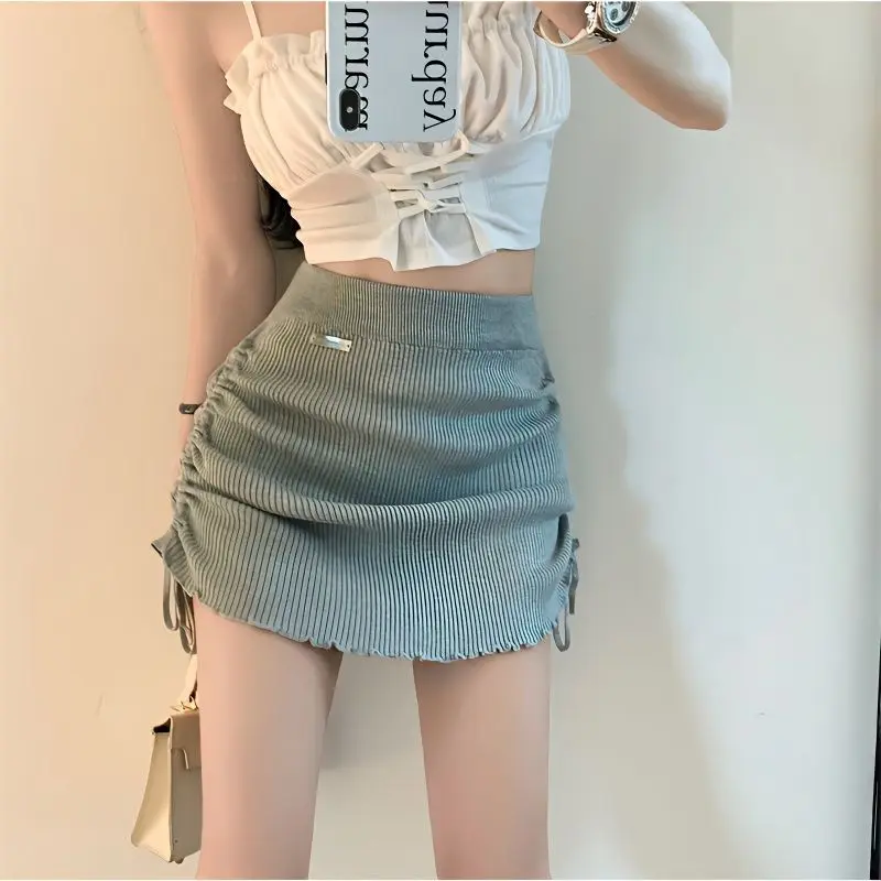 Chân Váy Xếp Ly, Phong Cách Cổ Điển Cá Tính Sang Trọng, Chân Váy Ngắn Chữ A, Chân Váy Ngắn Chữ I, Màu Xám, Gấp Cong, Cô Gái Nóng Bỏng Mùa Hè Dễ Thương Và Gợi Cảm, Bộ Sưu Tập Năm 2025 Của 4975 Người, 0