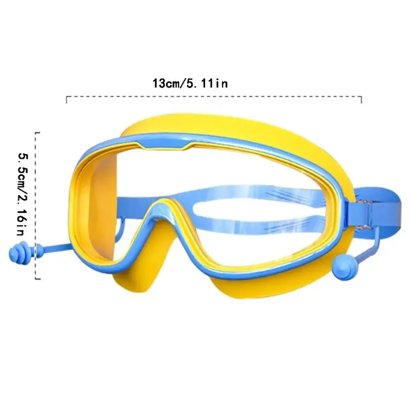 Children's Swimming Goggles & Swimming Cap & Goggles Case, Wide Viewing Angle Anti-fog UV Shattering Lens, Suitable for Children Aged 3-6/6-15 1