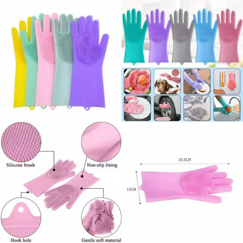 SEPASANG SARUNG TANGAN CUCI PIRING SILIKON / SARUNG CUCI TANGAN SILICON MULTIFUNGSI/SARUNG CUCI KARET 1