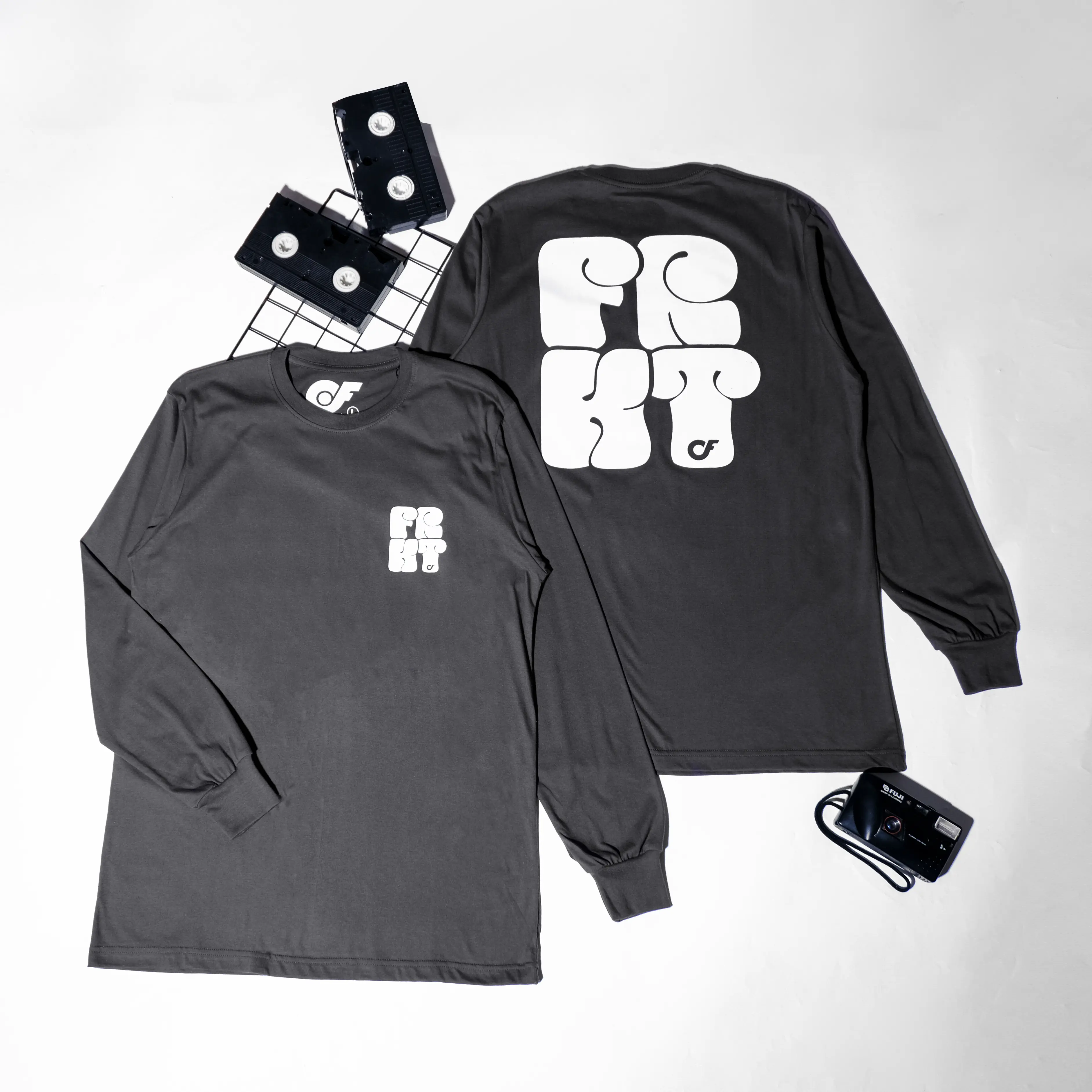 Freakout Longsleeve T-shirt Bubblebrown Gambar Depan Belakang Toffee Lilac Abu Tua Kaos Lengan Panjang Unisex Combed Stiker Baju Pria Sablon Distro Polos Tulisan Logo Keren Digital