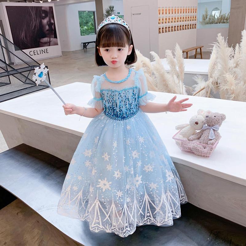 DRESS ELSA STAR PAYET /BAJU MOTIF STAR PAYET ANAK PEREMPUAN FASHION MOTIF 4
