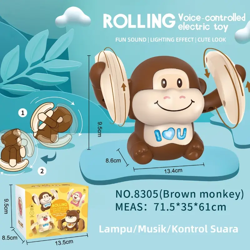 Monyet Rolling Jungkir Balik/Mainan Monyet Tumbling  Listrik/Anak Listrik Kontrol Suara Pencahayaan Induksi Musik Monyet Tumbling/Mainan Monyet 0