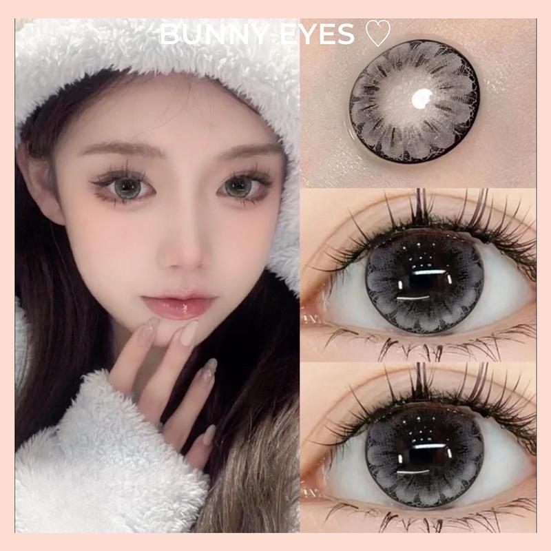 Kính Áp Tròng Lens Xám Hoa Vân Đá Selena Plum Blossom Gray Size 14.5mm Độ Cận Từ 0.00 Đến 6.00 Độ Tặng Kèm Khay Dụng Cụ Đeo - Bunny Eyes