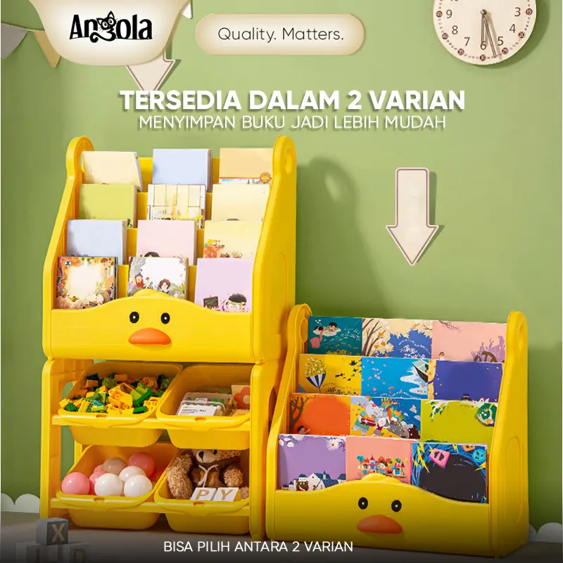Angola Shop Rak Buku Anak Model Bebek 4 Tingkat C01/C02 Baby Duck Bookshelf Rack/Tempat Penyimpanan Buku dan Laci Mainan Anak Lemari Snack 2