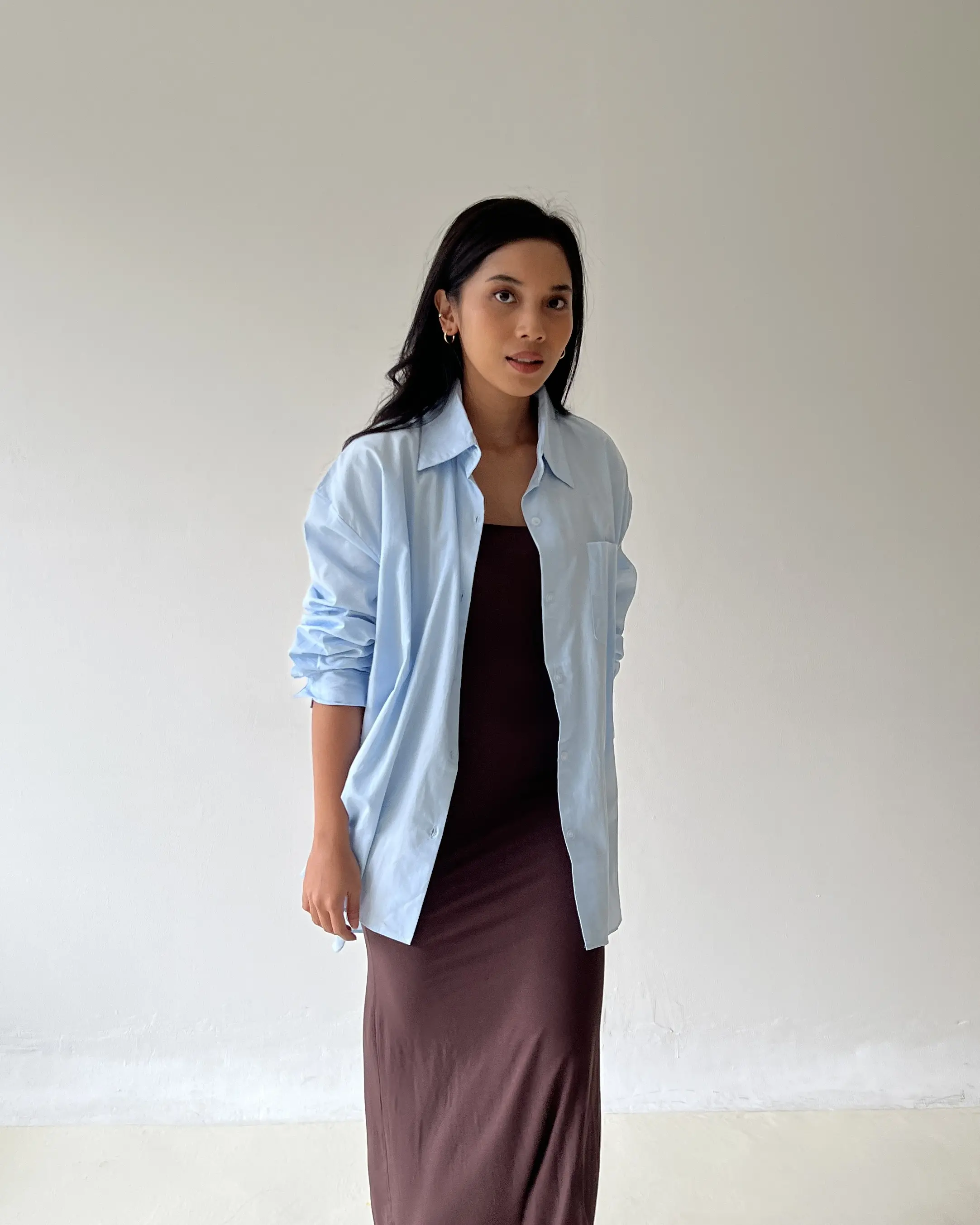 KEMEJA POPLIN JUMBO WANITA (BABY BLUE)
