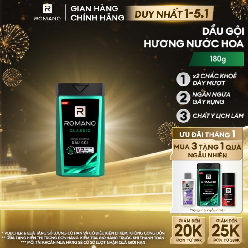 DUY NHẤT 1-5.1 Dầu gội Dưỡng Tóc cho nam Romano Deluxe Classic 180g