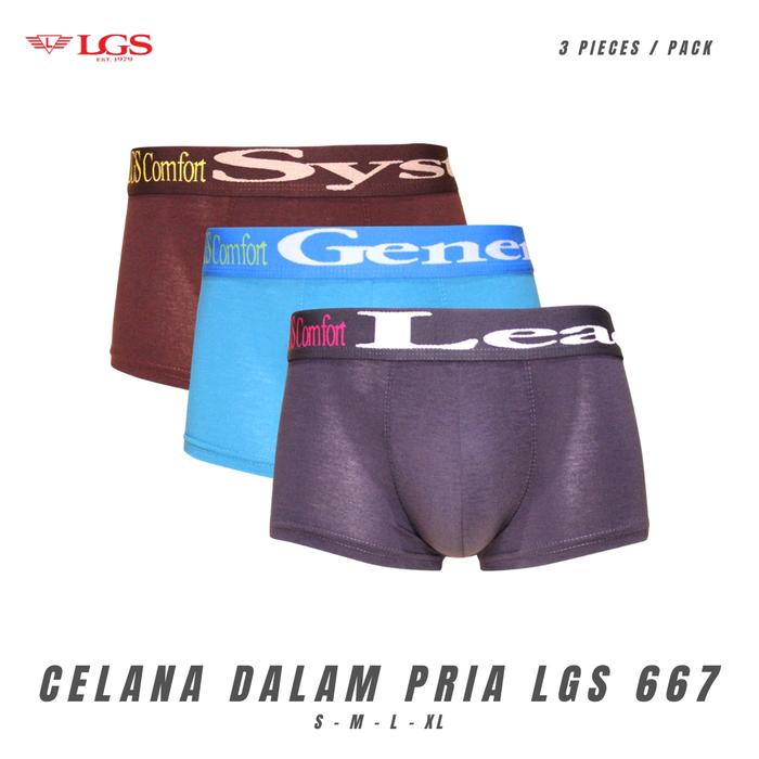 Jual Boxer Pria LGS LEBX.007.667.3 Bahan 100% Modal Isi-3Pcs - Jakarta ...